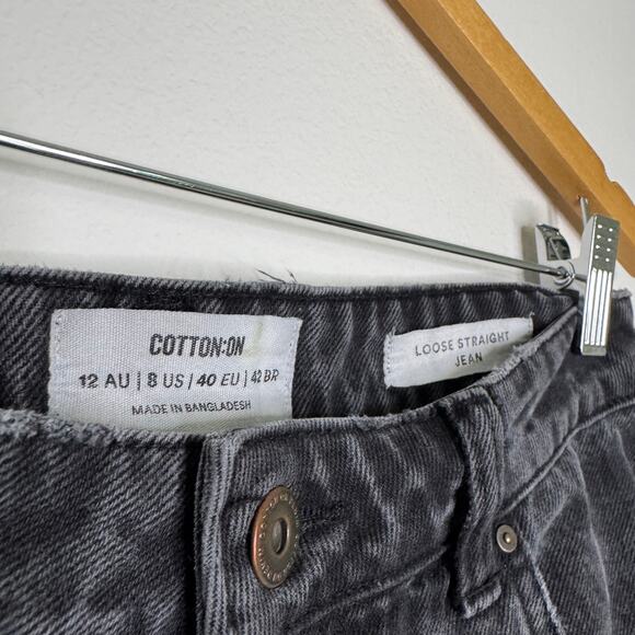 Cotton On Loose Straight Jean Gray Black size 8 US - Picture 3 of 4